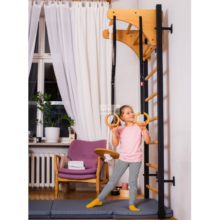 Nowoczesna drabinka sportowa MAGIC drewniano - metalowa drabinka gimnastyczna dla dzieci z regulowaną wysokością