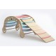 Drewniany pastelowy bujak sensoryczny dla dzieci Wooden Rocker z opcją zjeżdżalni