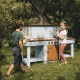 Kuchnia Błotna 150 cm drewniana Montessori z szafką i dwoma zlewami