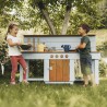 Kuchnia Błotna 150 cm drewniana Montessori z szafką i dwoma zlewami