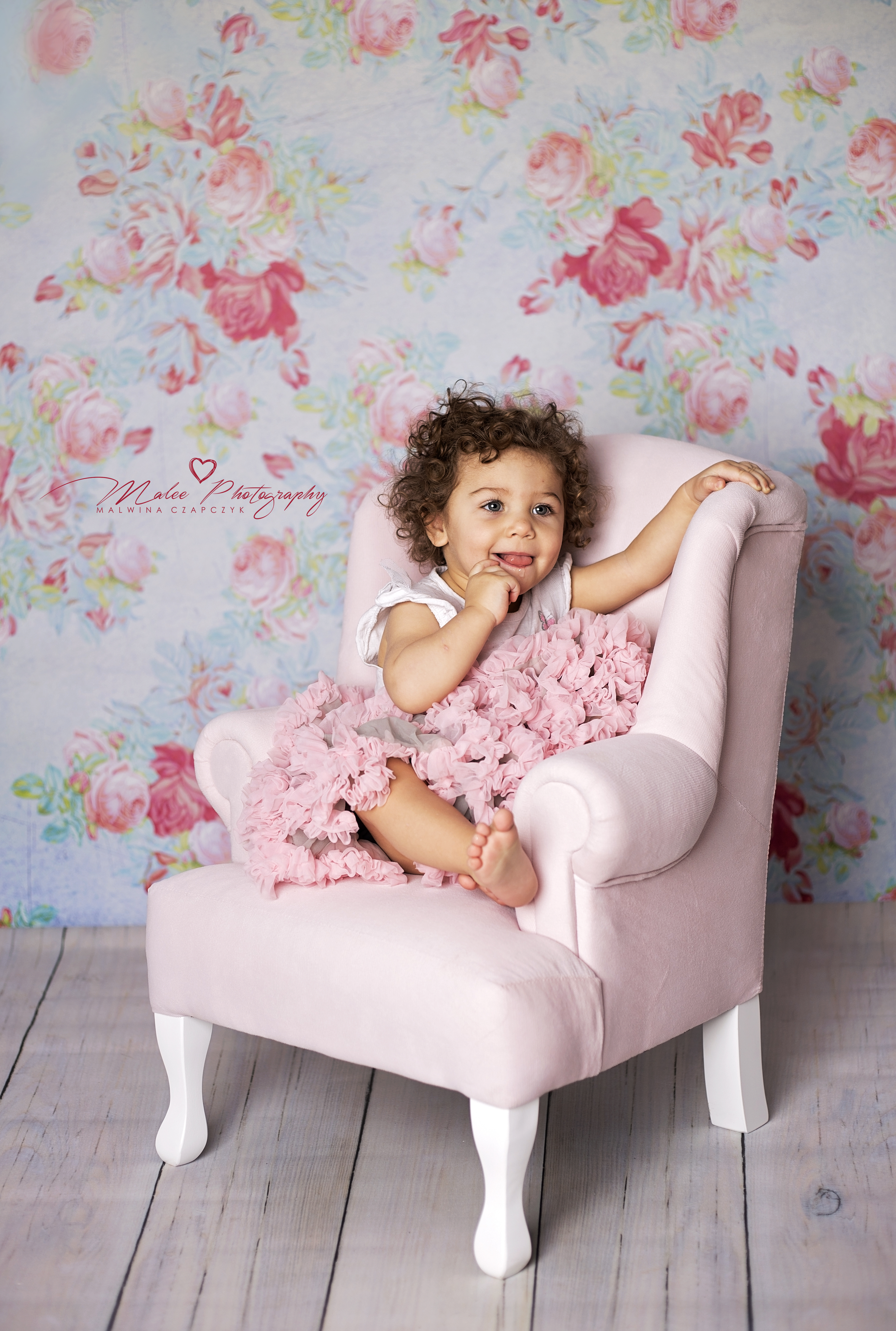 fotel uszatek różowy dla dzieci pluszowy