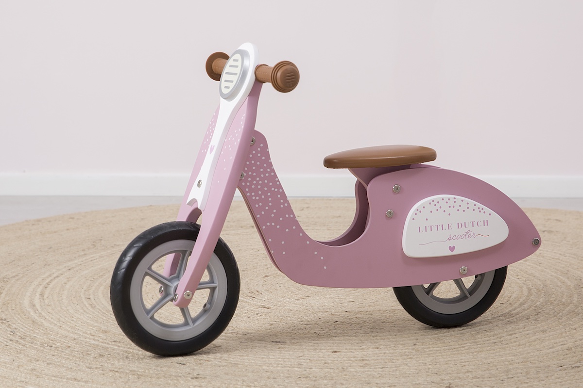 Little Dutch skuter drewniany jeździk rowerek biegowy różowy