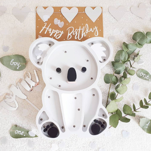 Drewniana Lampka Miś Koala - w stylu skandynawskim