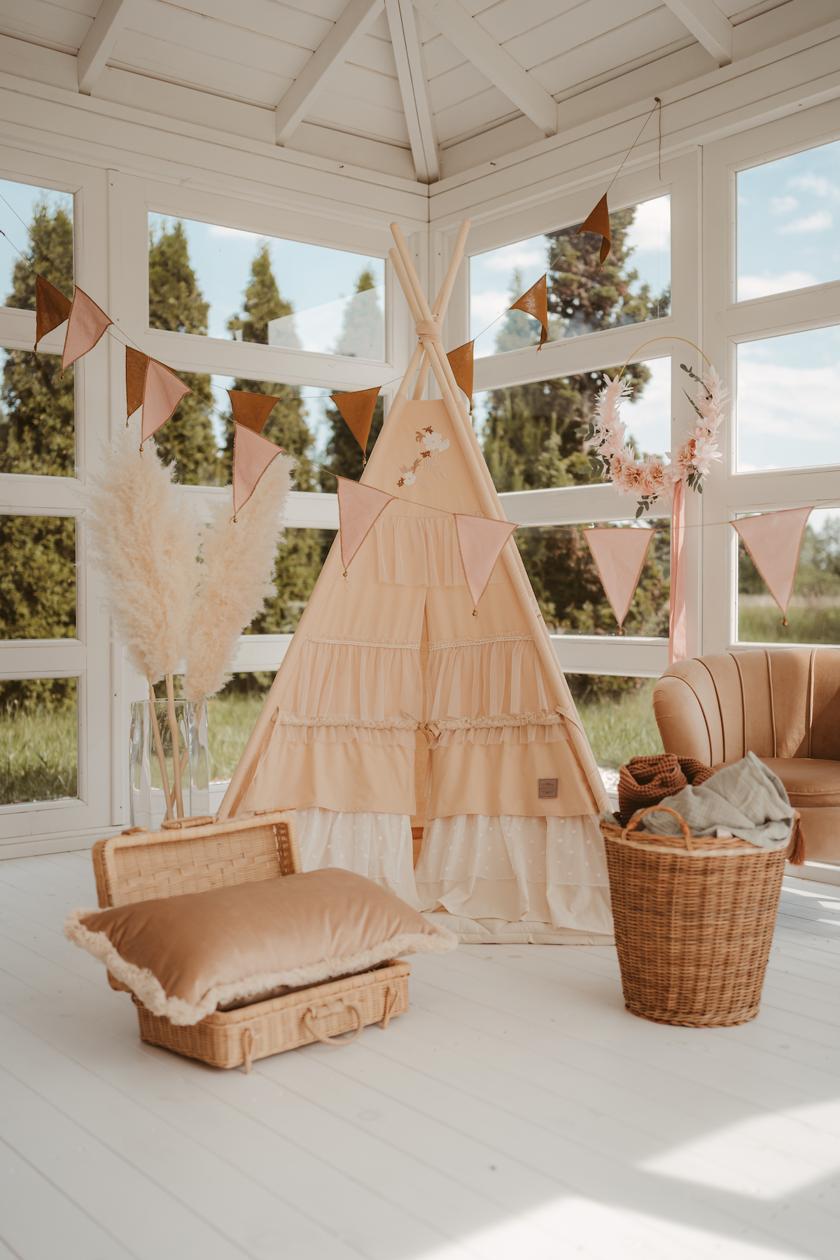 piękny namiot dla dzieci boho retro vintage elegancji prezent na urodziny dla dziecka