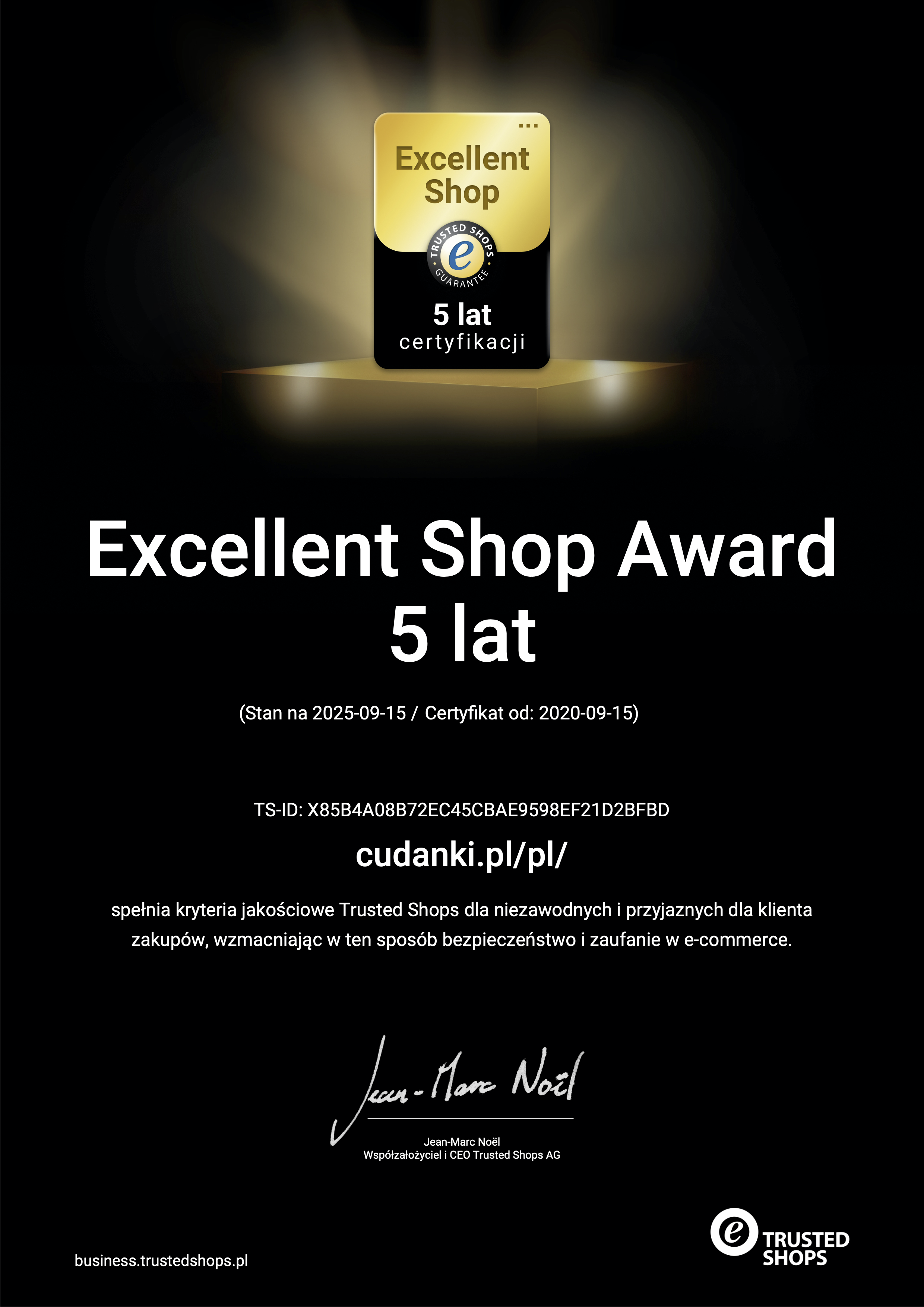 Trusted shops certyfikat Cudanki.pl